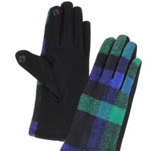 Blue & Green Buffalo Plaid Winter Gloves